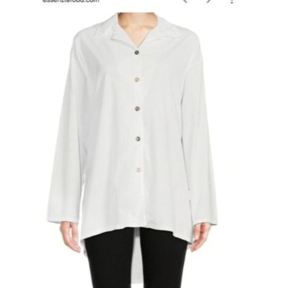 Bryn Walker Oversized Long-Sleeve Shirt tunic White Cotton stretch size XL - Picture 1 of 14